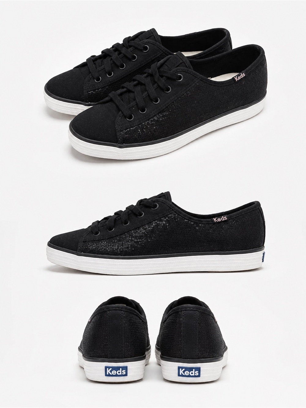 Keds Black Canvas Low-Top Sneakers with White Sole